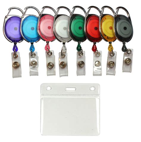 rfid blocking badge holder|retractable id holder with pouch.